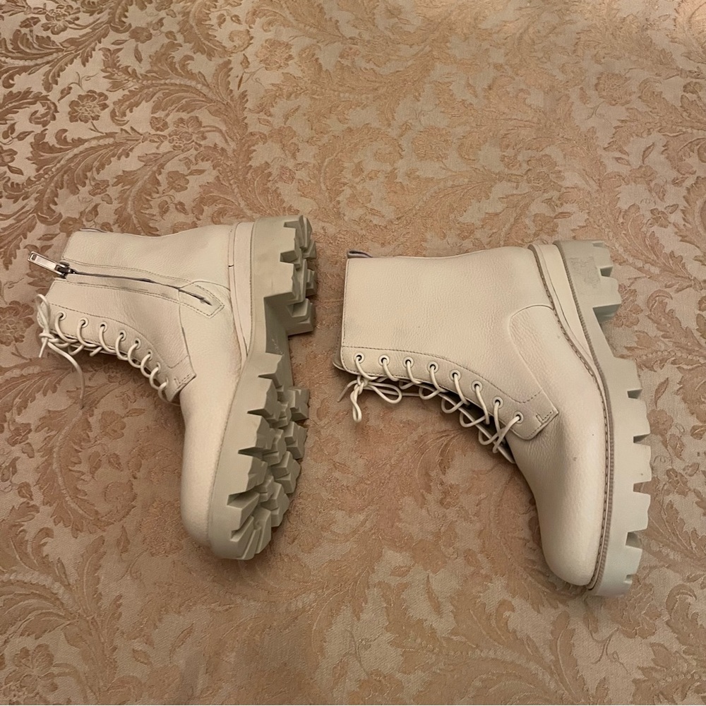 Sam Edelman White Leather Lace-Up Combat Boots – Size 9